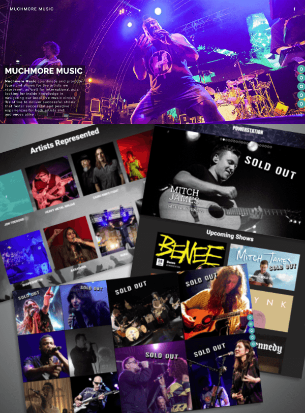 Muchmore Music site designed by Rebecca Stringer